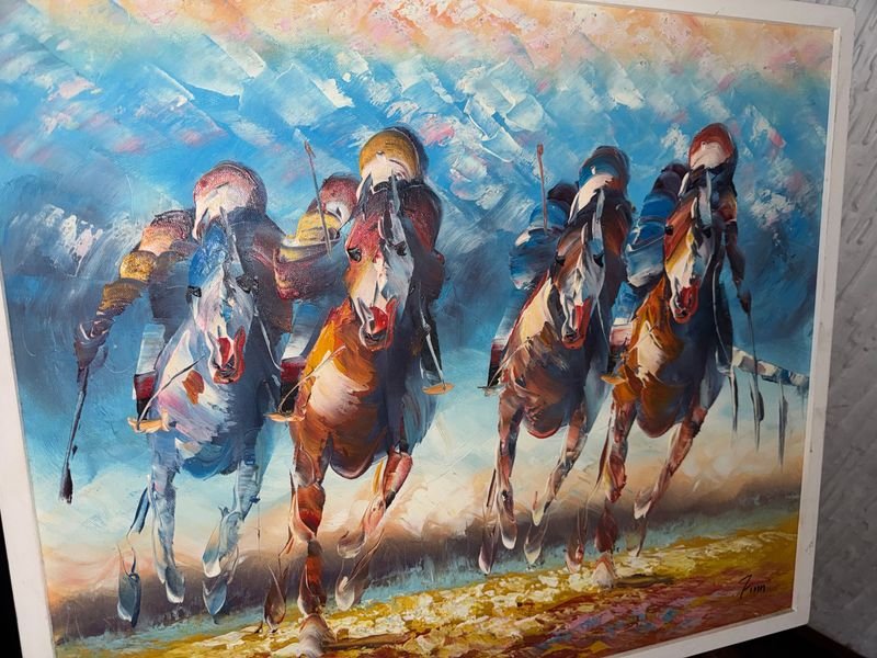 Óleo de caballos firmado - imagen 2