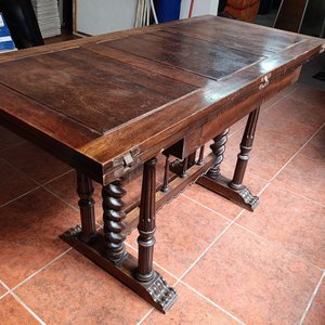 Mesa Libro Antigua de Cedro Rosa Macizo Torneado y Tallado - imagen 6