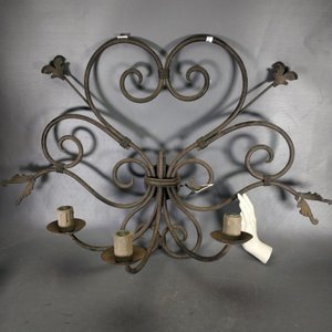 Aplique de Pared Grande de Hierro Forjado con Diseño de Hojas y Tres Luces - imagen 4