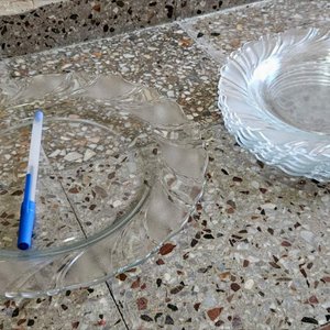 Juego de Bandejas y Platillos de Vidrio Tallado - imagen 4