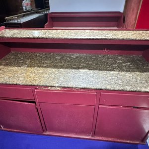 Mostrador de Servicio para Restaurante con Doble Tapa de Mármol y Estructura de Madera - imagen 2