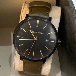 Reloj Michael Kors Blake MK8676 Lujo Acero Negro Cuero Verde Oliva - imagen 6