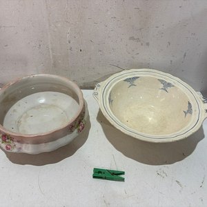 Centro de Mesa y Ensaladera Inglesa Antigua de Cerámica - imagen 3