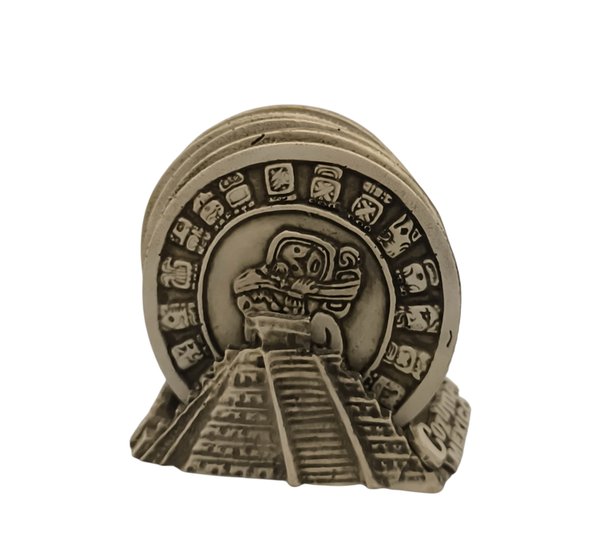 Set de posavasos en resina con diseño azteca y maya - imagen 1