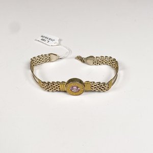 Pulsera de Plata con Piedra Rosa y Detalle Bulgari - imagen 1