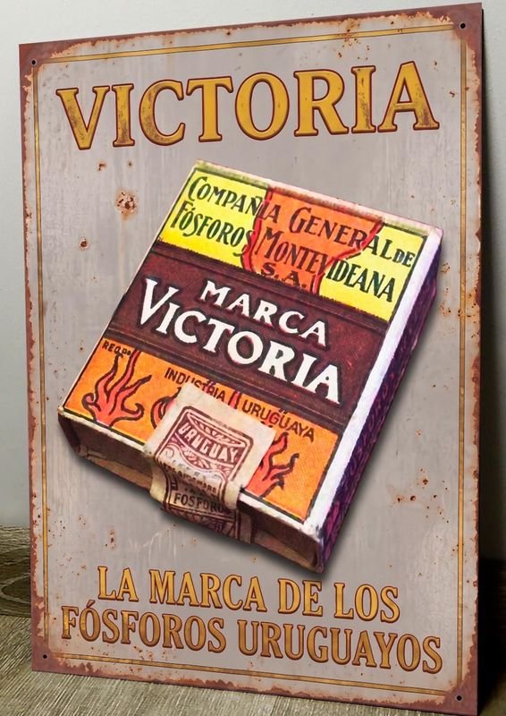 Cartel Chapa Decorativo Fósforos Victoria Uruguay