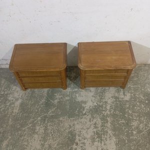Juego de 2 mesas de noche de madera peteribí con 3 cajones - imagen 5
