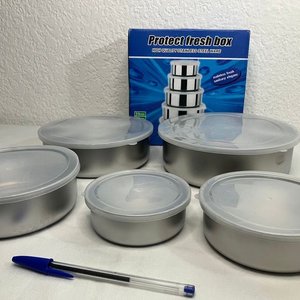 Juego de 5 Tupper Contenedores Acero Inoxidable Protect Fresh Box - imagen 3