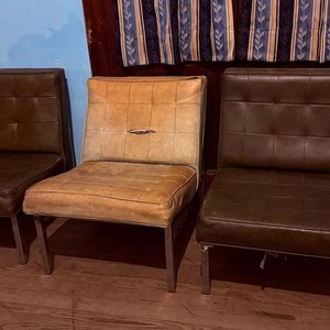 3 Butacas de Cuero Sintético Marrón y Ocre - imagen 5