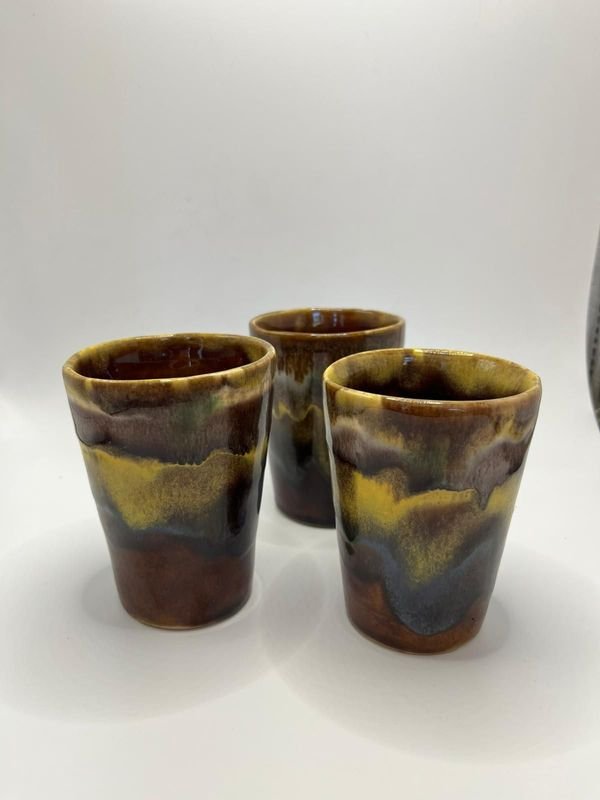 Cuenco de sopa y vasos de cerámica esmaltada - imagen 2