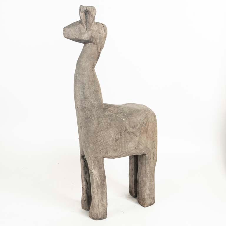 Escultura de Madera de Llama Artesanal - 78 cm