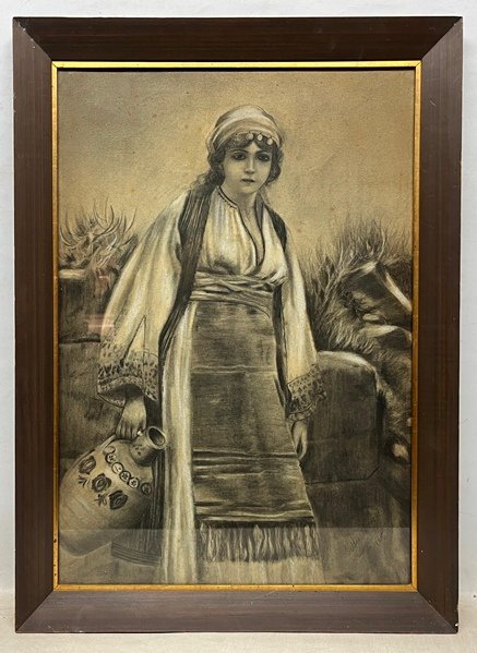 Lote siguiente: Pintura de Ester Borges "Dama con cantaro"