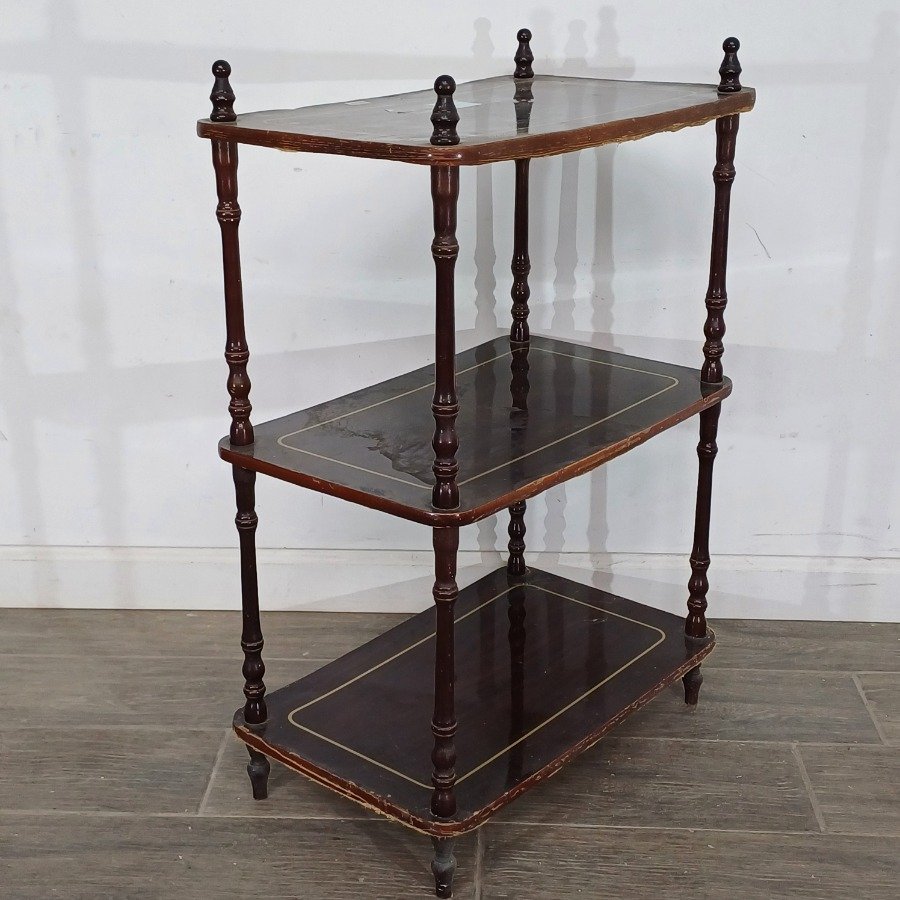 Mueble en compensado con 3 estantes y patas torneadas - imagen 7