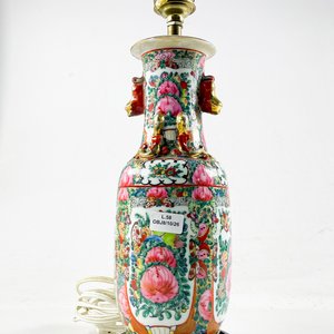 Lámpara de Sobremesa Antigua de Porcelana China con Diseño Floral - imagen 3