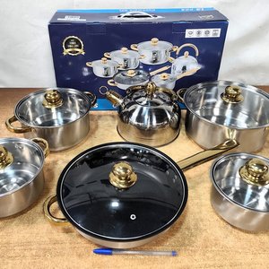 Juego de Batería de Cocina de Acero Inoxidable de 12 Piezas con Caldera y Tapas de Vidrio - imagen 4