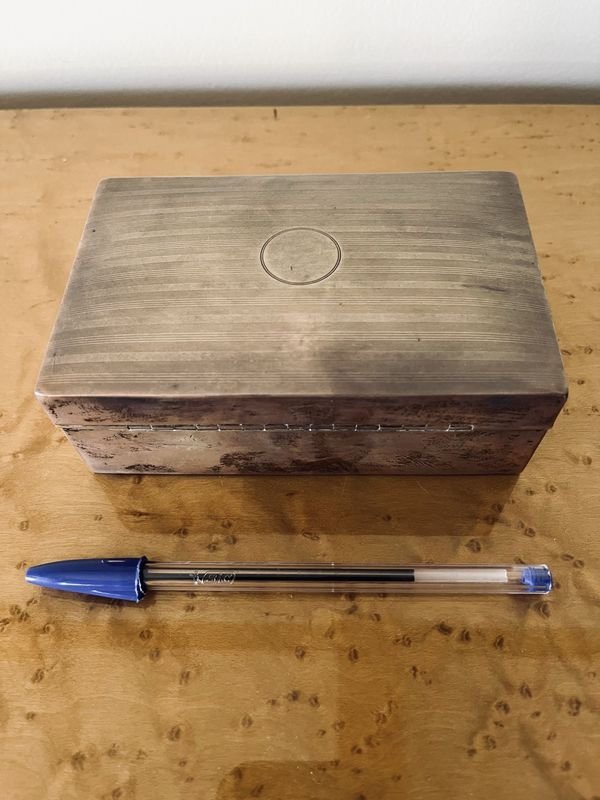Caja antigua de madera y plata inglesa para habanos - imagen 1