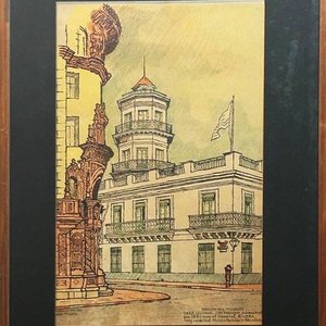 Conjunto de 2 Serigrafías Atribuidas a Pierre Fossey: "Casa Colonial de Montevideo 1830-1840" y "Edificio Histórico" - imagen 2