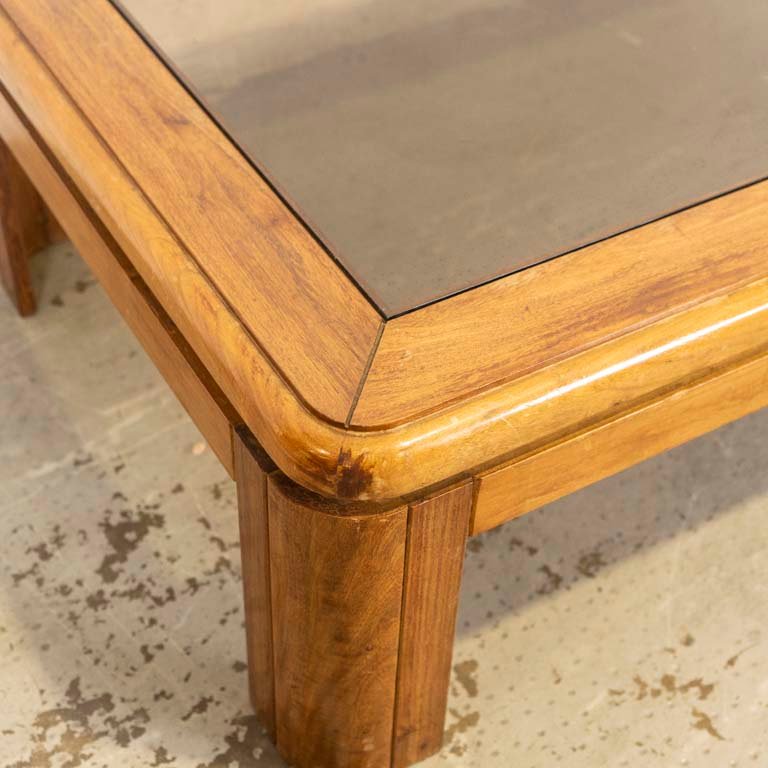 Mesa de living en madera con tapa de vidrio color - imagen 2