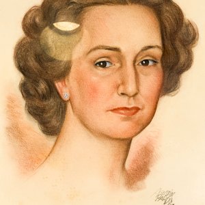 Cuadro Pastel Retrato de Dama Firmado Agustín Pardo - imagen 2