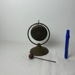 Antiguo Gong Chino de Bronce con Soporte y Mazo - imagen 3