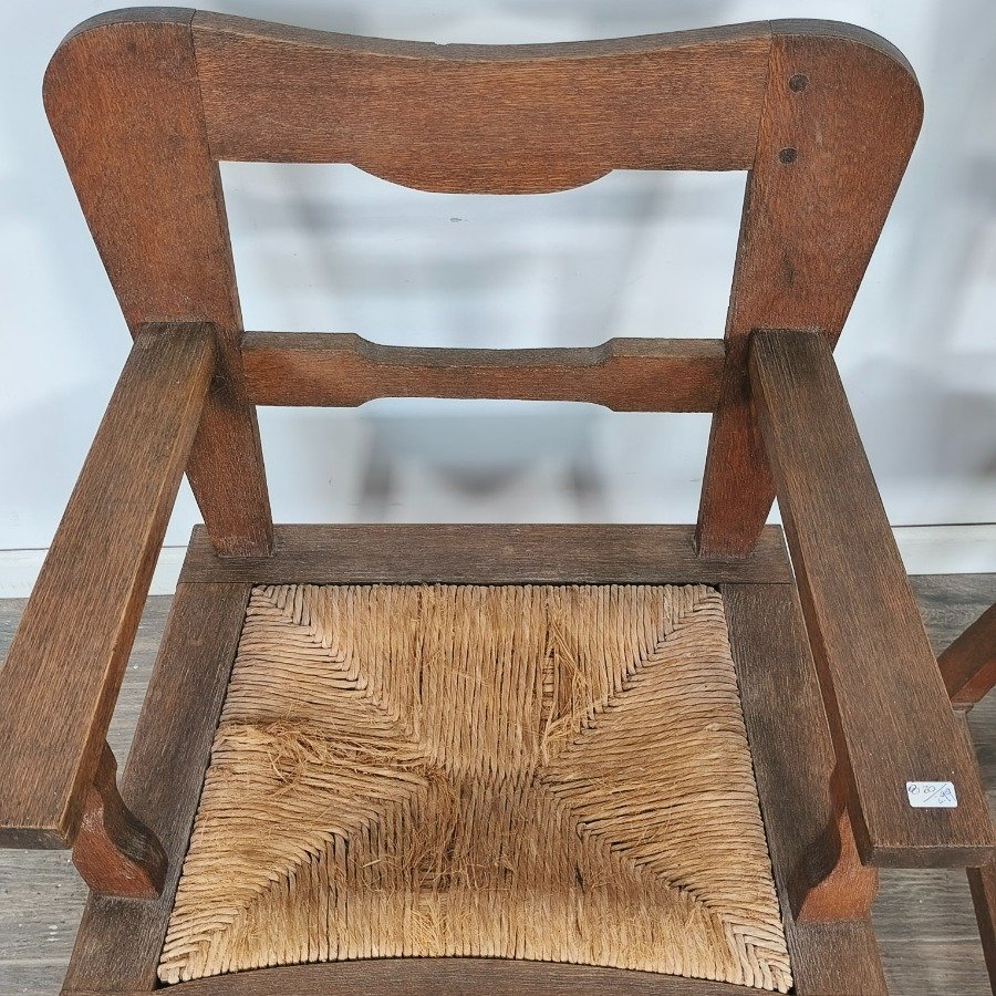Pareja de sillas de roble con asiento de cardo - imagen 6