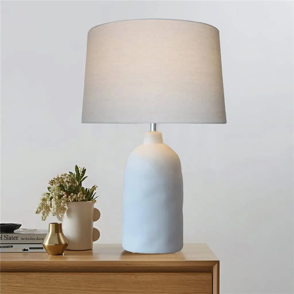 Lámpara de Mesa Cerámica Texturizada Blanca