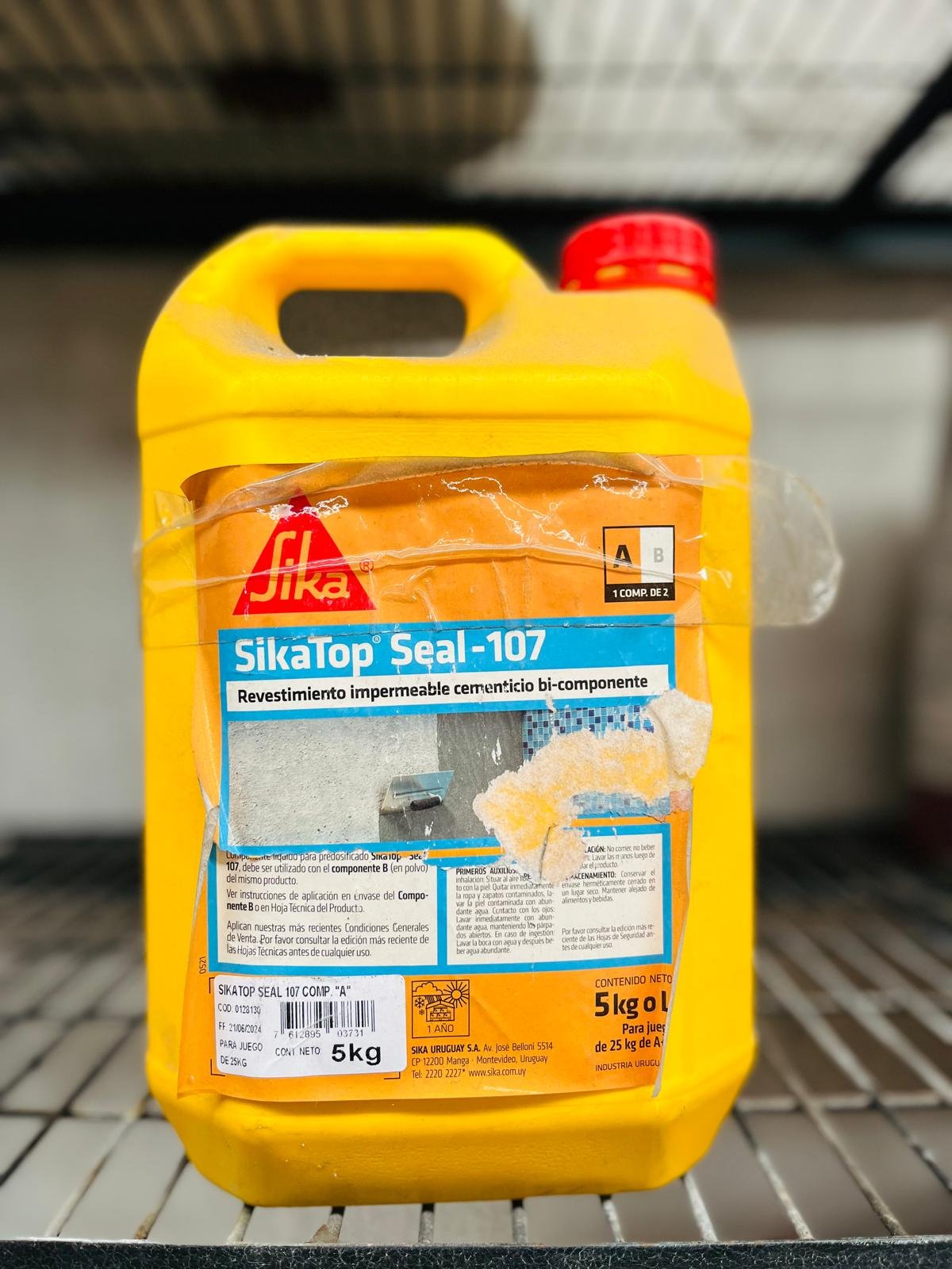 Revestimiento Impermeable Cementicio SikaTop Seal-107, Bidón Amarillo 5 kg