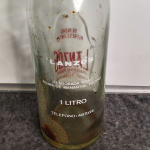 Botella Antigua de Vidrio "Lanzos" con Tapa Original - 1 Litro - imagen 3