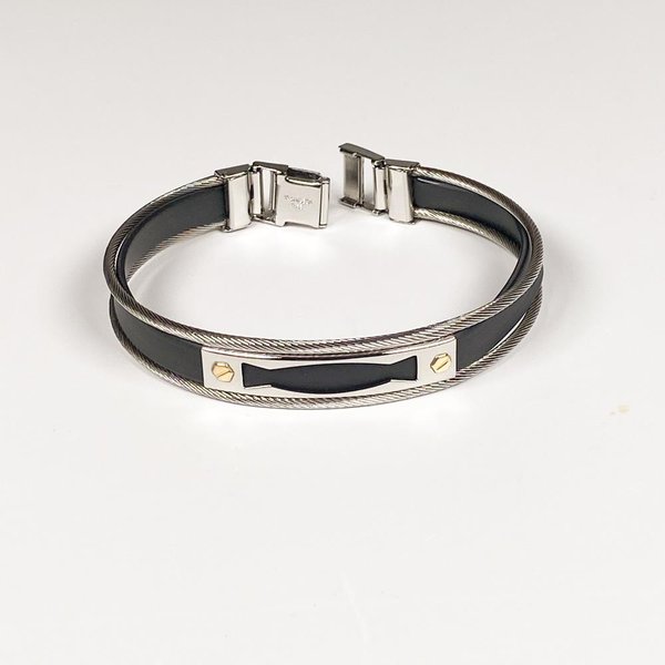 Pulsera de Caucho, Acero y Oro con Cierre Desplegable - imagen 1