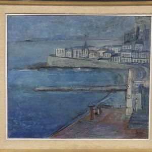 Óleo "Puerto Mediterráneo" de Alejandro Lanoël - imagen 1