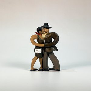 Dos Tallas de Madera: Pareja de Tango Bailando, 20 cm - imagen 1