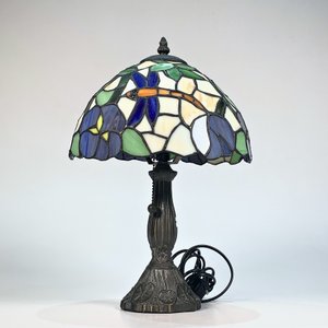 Lámpara Tiffany Metal Dorado Pantalla Libélulas 39cm - imagen 1