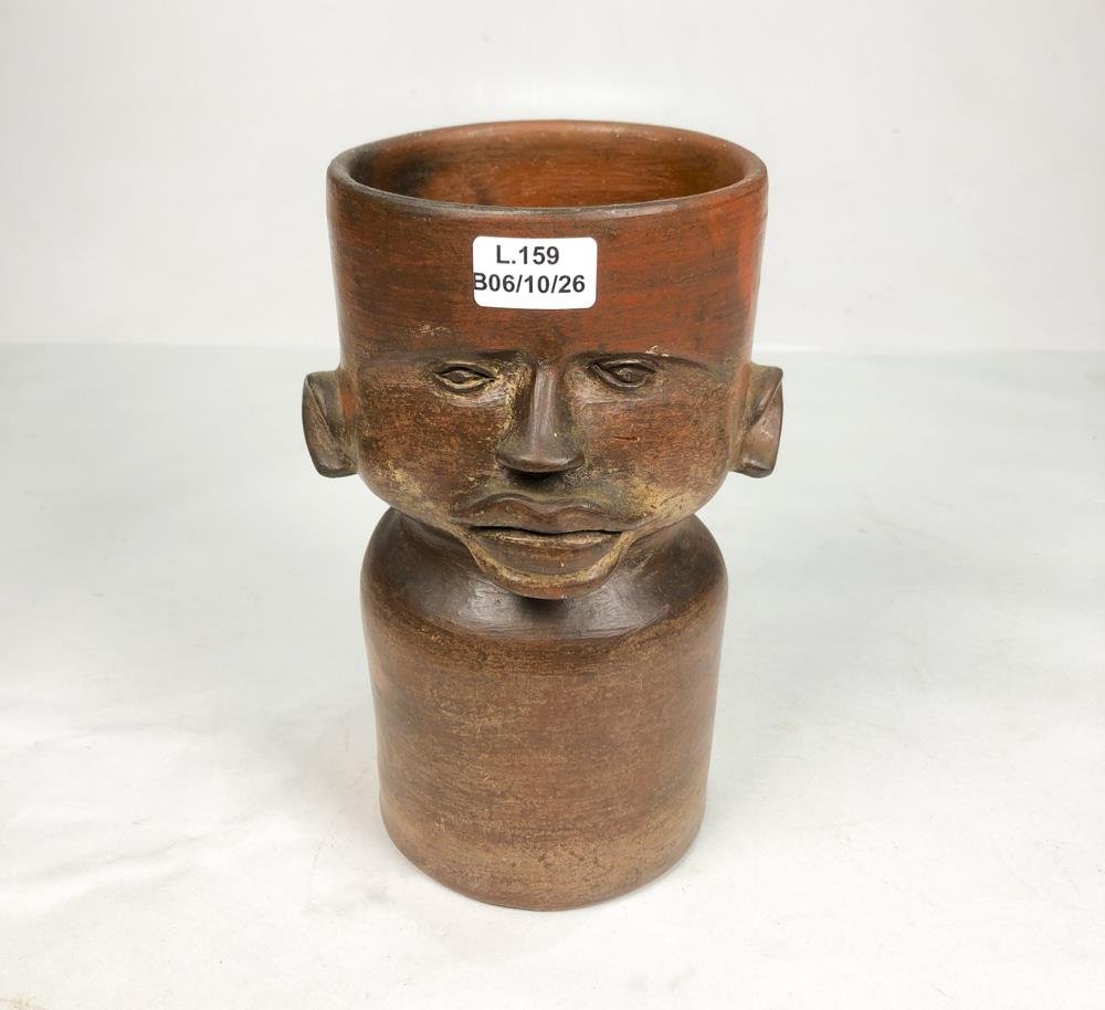 Florero de Cerámica con Rostro Humano, 20 cm