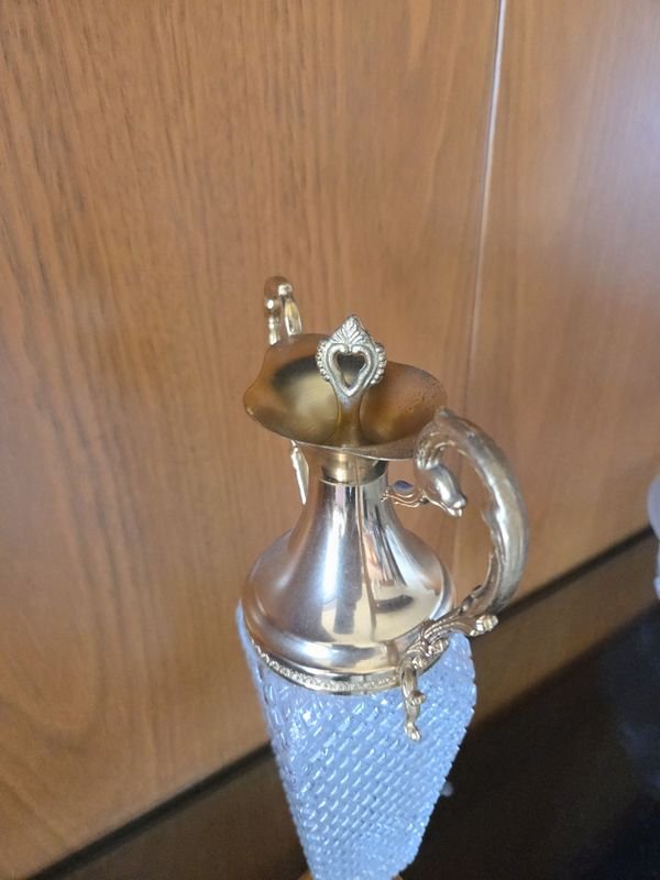 Fuente para agua francesa Napoleón III en vidrio y metal dorado - imagen 4