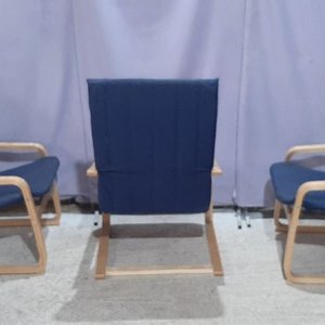 3 Sillas Flex Tapizadas en Tela Azul - imagen 3