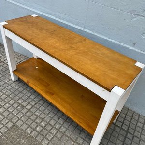 Mesa de Arrime Moderna Madera Clara y Patas Blancas - imagen 4