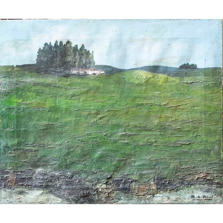 Pintura al óleo "Cerro Arequita Chico" de Raúl Rial, 38 x 56 cm