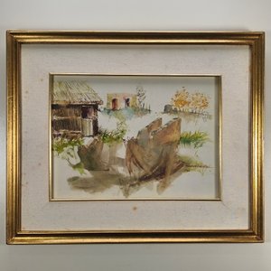 Lote anterior: Acuarela y Lápiz "M. Villalba Quinteros" con Marco Dorado
