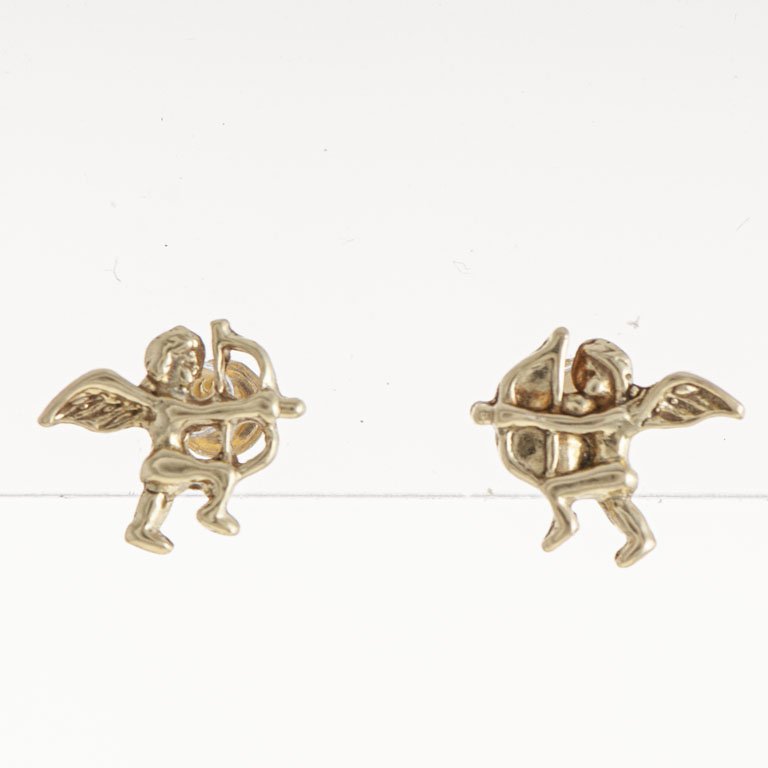 Lote siguiente: Pare de tornillos de oro 18k con Cupido