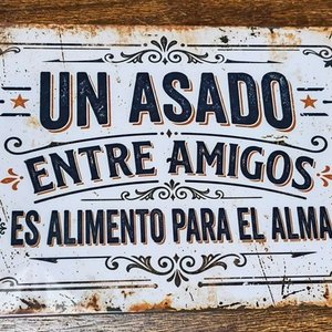 Lote siguiente: Cartel Metálico "Un Asado Entre Amigos" 28x19cm