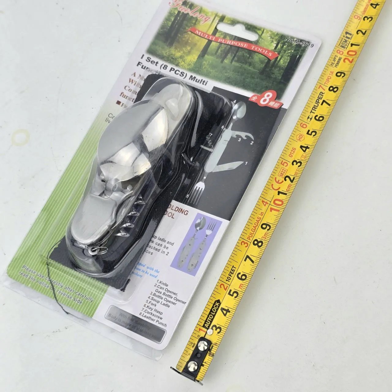 Multi-funcional herramienta portátil con cuchara, tenedor, cuchillo y corcho - imagen 4