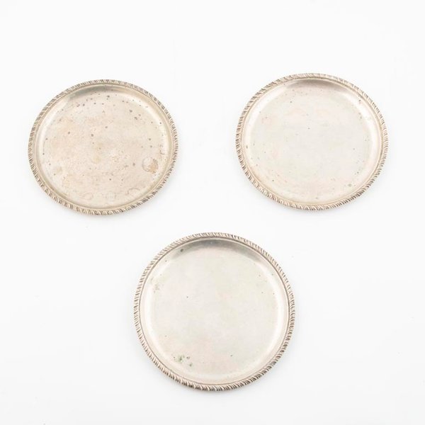 Set de 3 Platitos de Plata 800 con Borde Trenzado - imagen 1