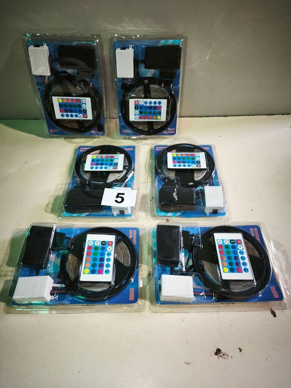 6 Tiras de Luces LED RGB a Color con Control Remoto, 5 Metros