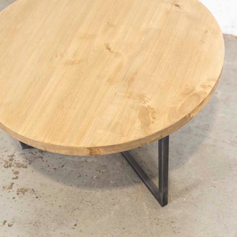 Mesa de living circular en madera y metal - imagen 2