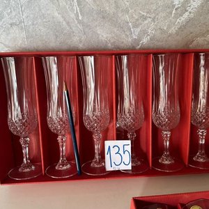 12 Copas Flauta de Cristal Tallado "Cristal d'Arques" - Nuevas en Caja - imagen 1