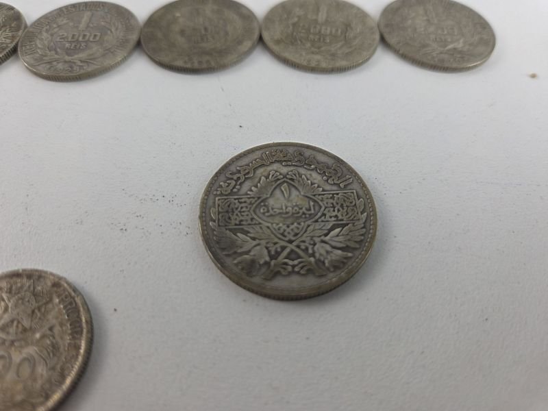 Colección de monedas brasileñas y lira siria en plata - imagen 19