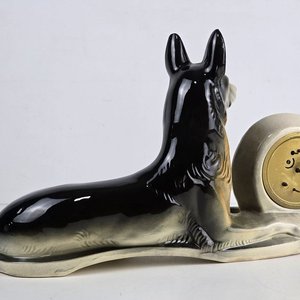 Reloj Alemán con Figura de Perro en Cerámica Holandesa - imagen 6