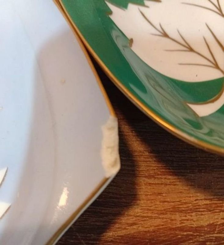 Platos de porcelana con diseño de hojas SCHMIDT hechos en Brasil - imagen 4