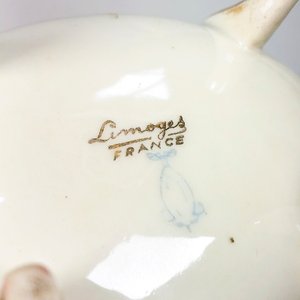 Alhajero Limoges Francia Porcelana Beige Floral Guarda Dorada - imagen 4
