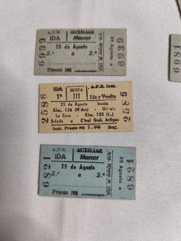 Boletos de Tren Antiguos de la Línea Montevideo-25 de Agosto - imagen 2